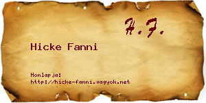 Hicke Fanni névjegykártya